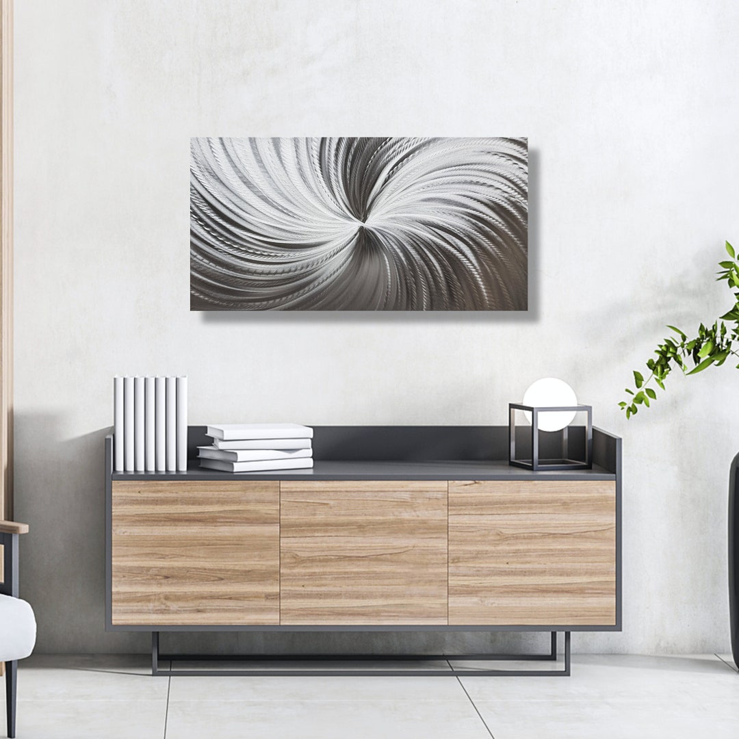 Silver Wall Art, Metallic Wall Art by Modern Artist, Silver Wall Decor