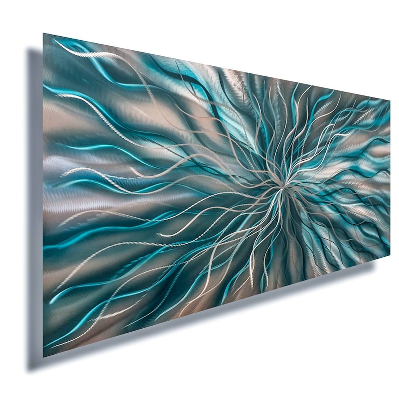 Teal Wall Art Wall Panel Metal Wall Art Teal Home Decor Etsy
