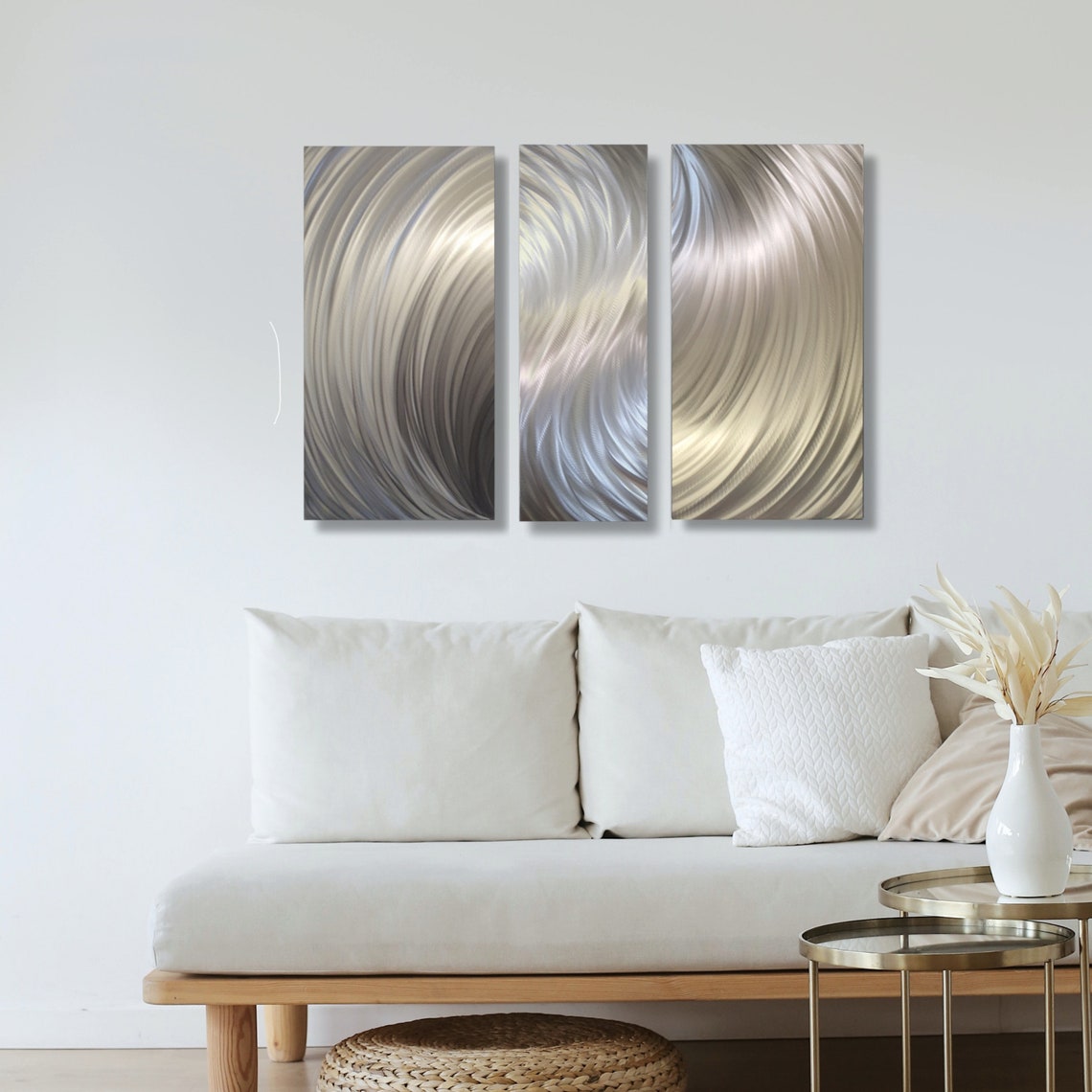 Metal Wall Sculpture Silver Art Modern Wall Decor Large Etsy UK