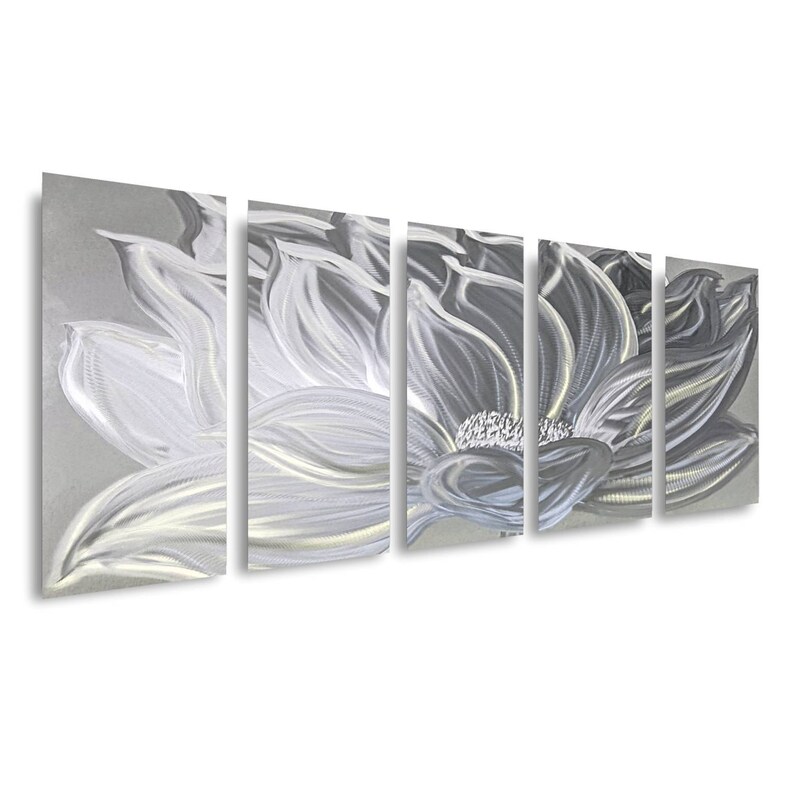 Silver Lotus Flower Wall Decor Metal Wall Art Abstract Etsy