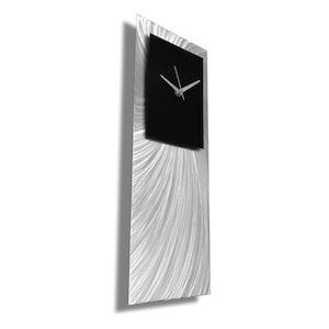 Black & Silver Modern Metal Wall Clock: Abstract Art Sculpture