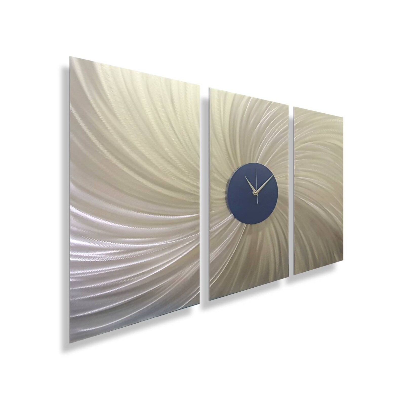 Modern Wall Art Navy Blue Metal Clock Metal Wall Decor Etsy UK