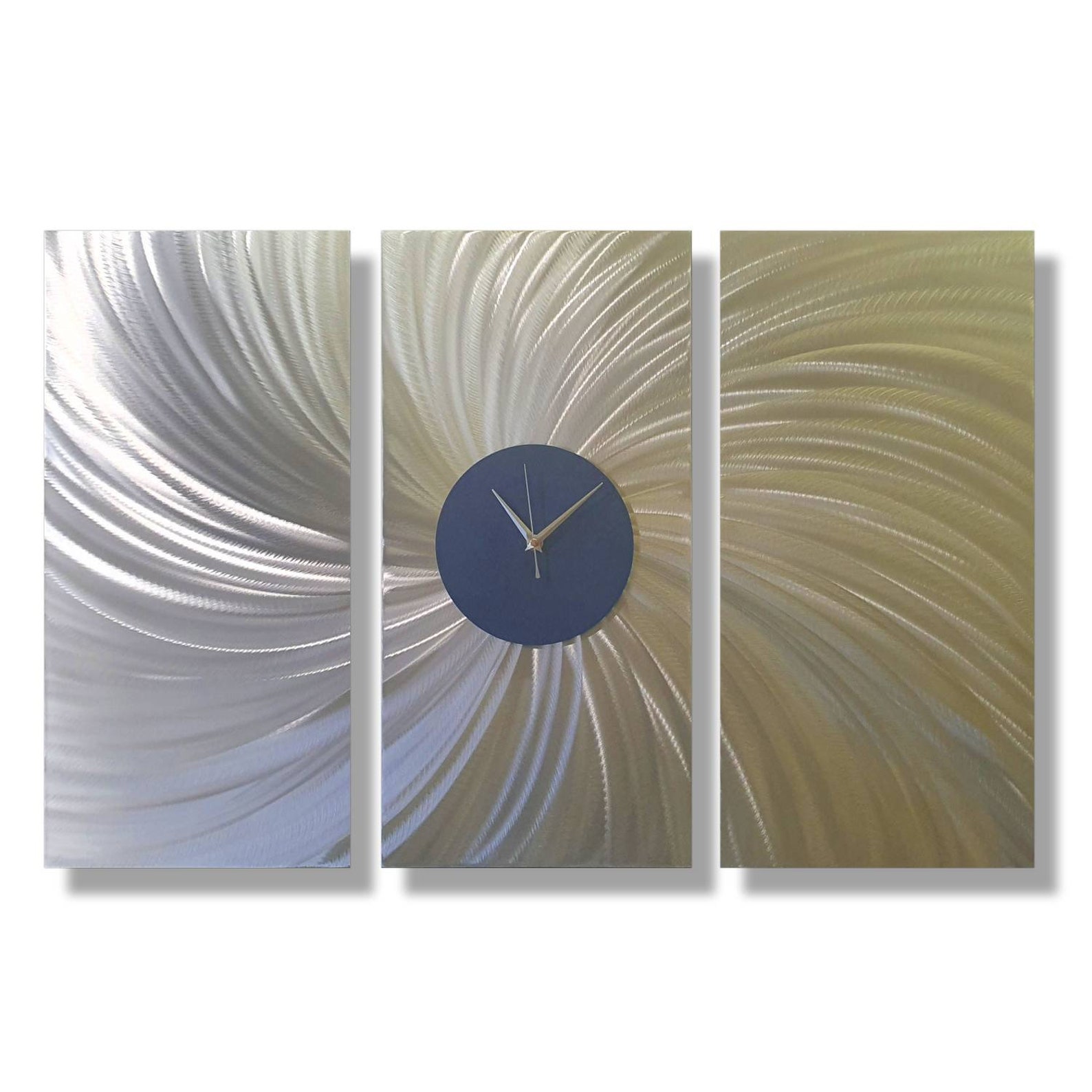 Modern Wall Art Navy Blue Metal Clock Metal Wall Decor Etsy UK