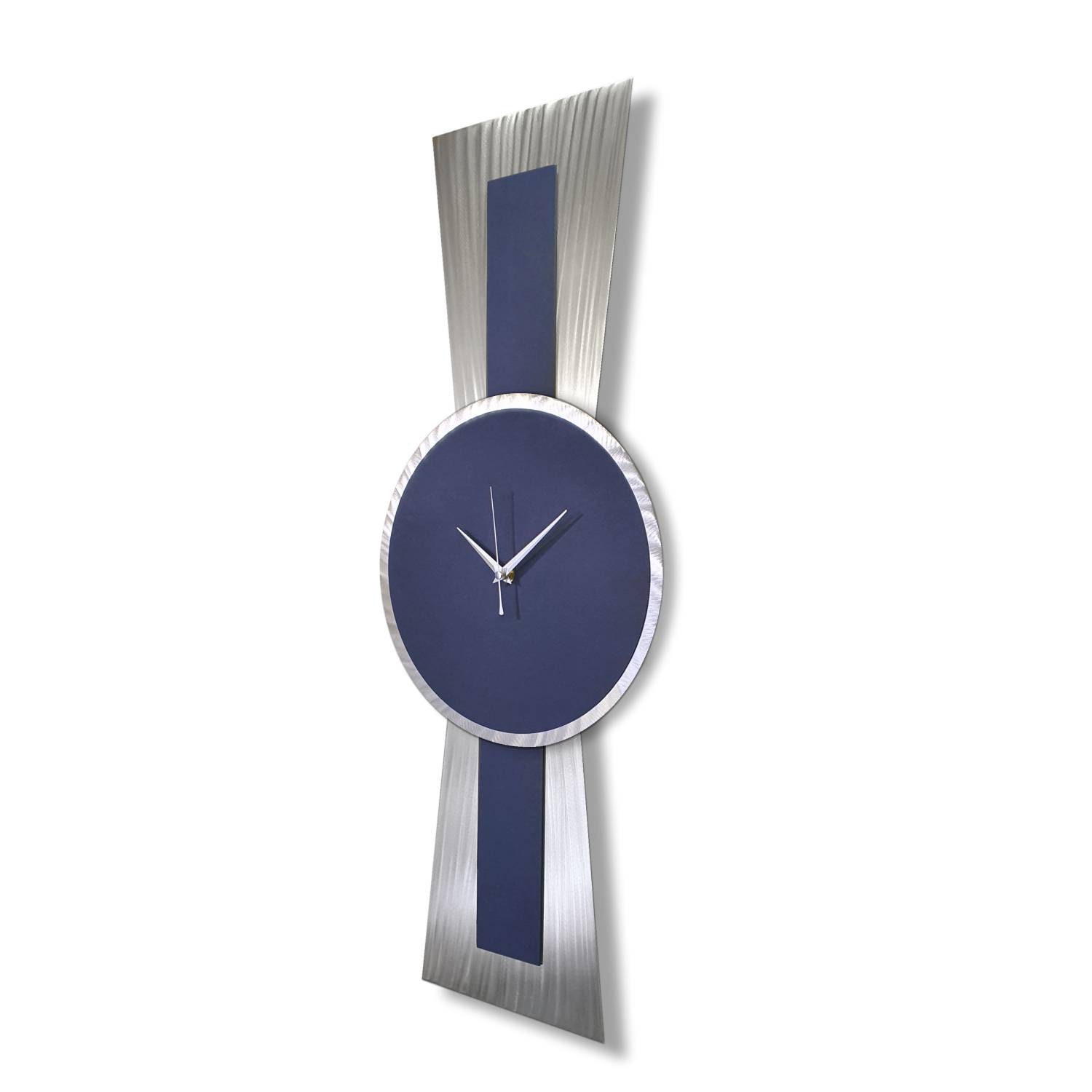 Navy Silver Wall Art Navy Blue Wall Clock 3D Art Abstract Etsy