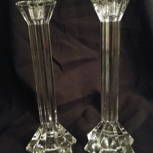 Vintage Pair Riedel CRYSTAL candle stick -holders  2  - 9.5&quot; tall - 3.5 base