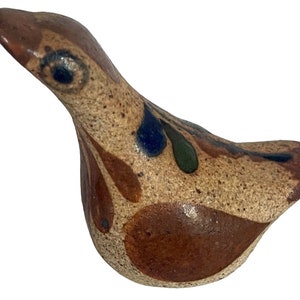 Vintage Tonala AeroMexico Bird Folk Art Signed C.O. Stoneware Mexican Pottery
