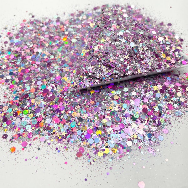 Rock Star  - chunky glitter mix, nail glitter, sliver glitter, glitter mix, pink glitter, tumbler glitter mix, star shaped glitter