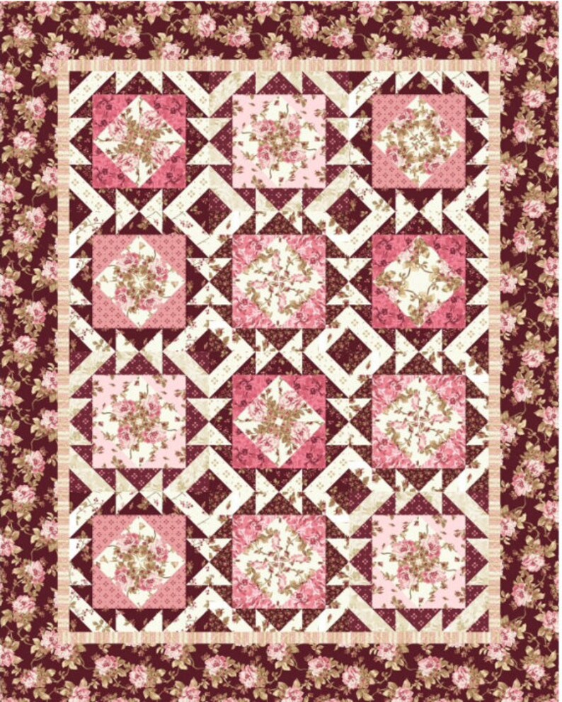 Burgundy & Blush Quilt Kit. Fabric Collection by Maywood Etsy