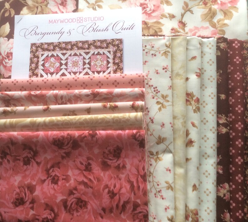 Burgundy & Blush Quilt Kit. Fabric Collection by Maywood Etsy