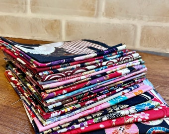 Paquete de telas japonesas: cuadrados de algodón de 25 x 25 cm (9 x 9 pulgadas) / Estampados japoneses variados / Juego de costura para patchwork y acolchado / Tissu japonais cotton