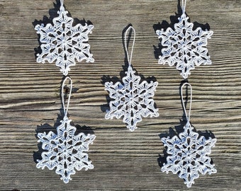 Ten white crochet snowflakes. Christmas decor. Christmas tree decor. Hand crocheted snowflake. Christmas gift. Handmade snowflakes.