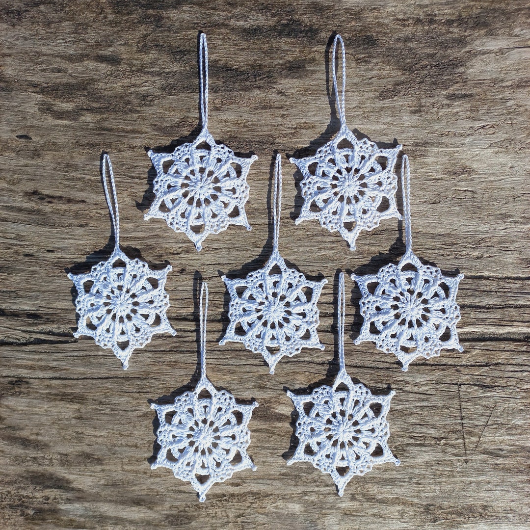 Set of 10 Crochet Snowflakes. Handmade Snowflakes. Christmas Tree ...