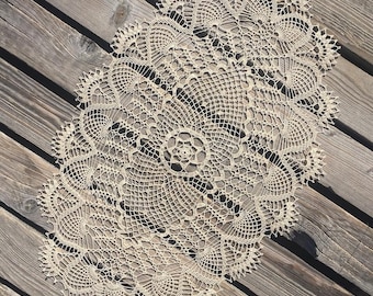 Oval crochet doily. Crochet table runner. Crochet tablecloth. Oval crochet. Oval table runner. Rustic table decor. Table cover.