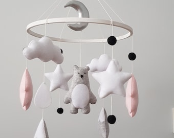 Polar bear nursery, polar bear mobile, scandinavian mobile, mountain mobile, bear mobile, mountain nursery decor, arctic mobile