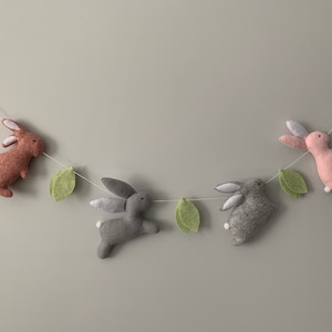 Bunny garland, bunny nursery garland, woodland garland, felt garland, bunny nursery theme, bunny baby shower, baby shower decor