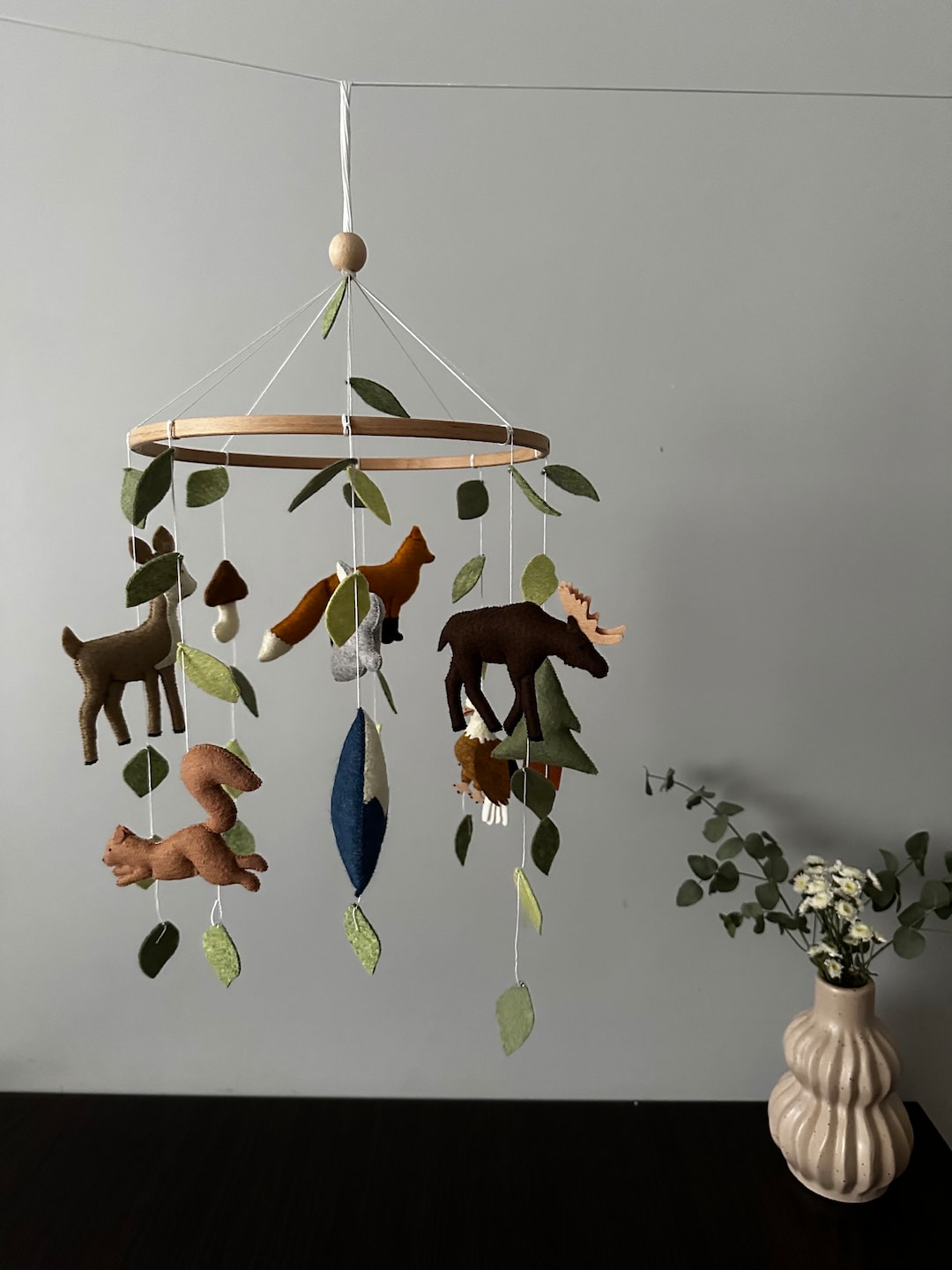 Woodland Mobile, Woodland Animal Mobile, Neutral Baby Mobile, Animal