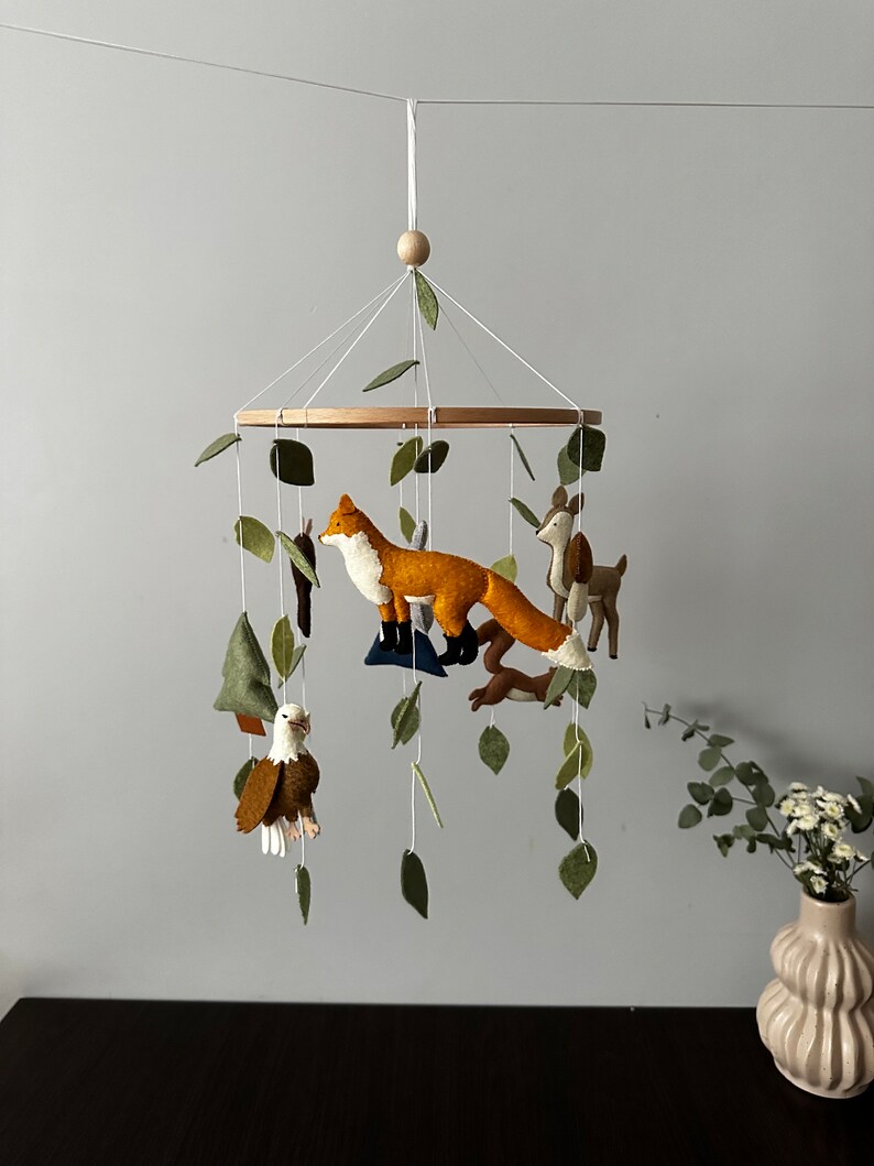 Woodland Mobile, Woodland Animal Mobile, Neutral Baby Mobile, Animal