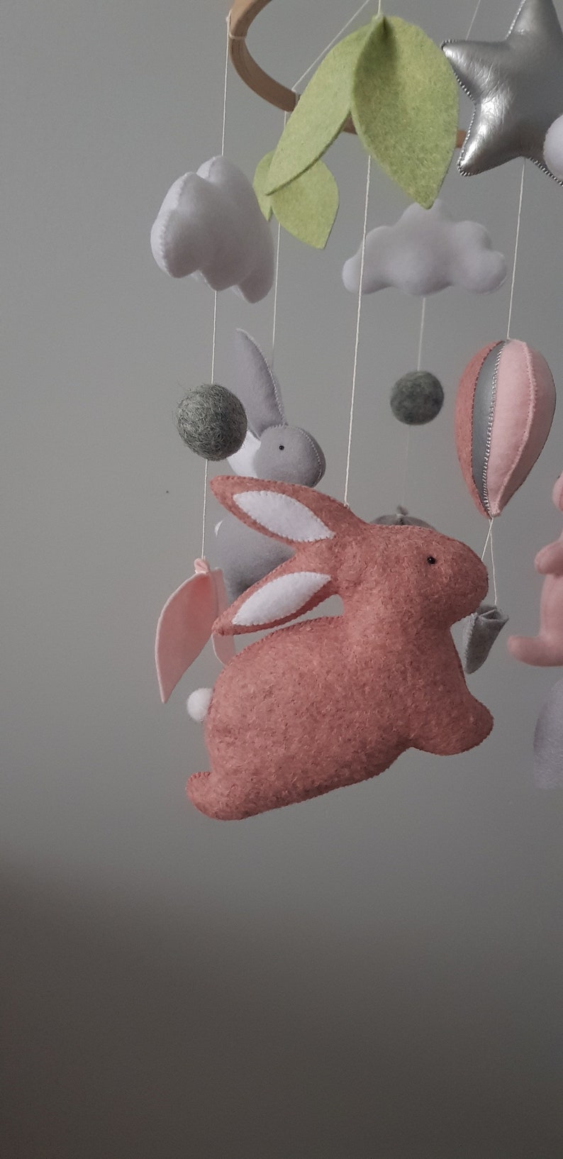 Baby Girl Mobile Crib Mobile Bunny Nursery Hanging Mobile Etsy
