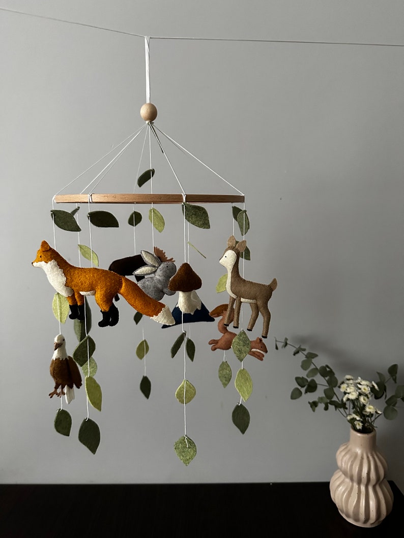 Woodland Mobile, Woodland Animal Mobile, Neutral Baby Mobile, Animal