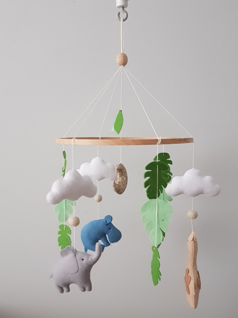 Jungle mobile elephant mobile jungle nursery safari baby Etsy