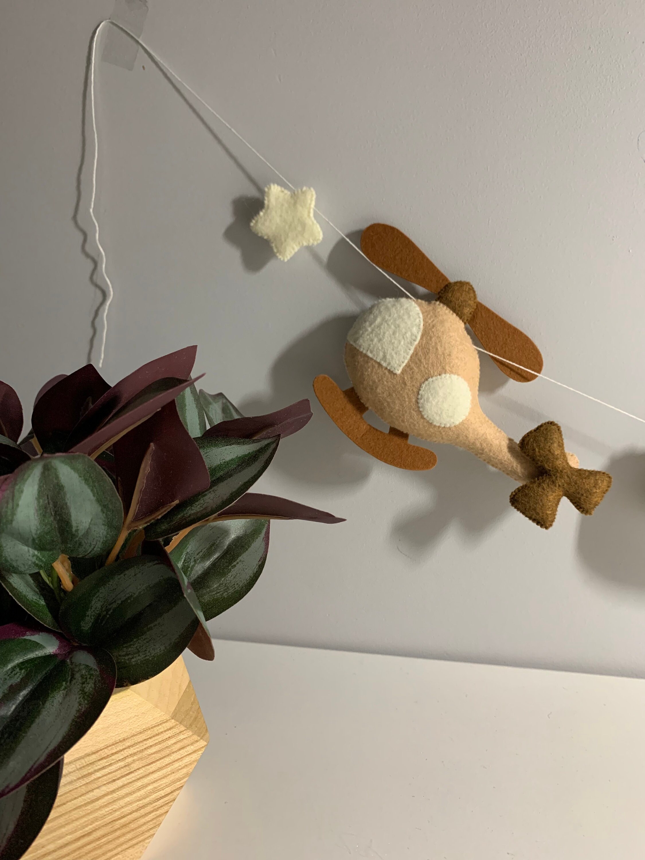 Helicopter Garland, Felt Garland, Airplane Nursery Helicopter Kids Room