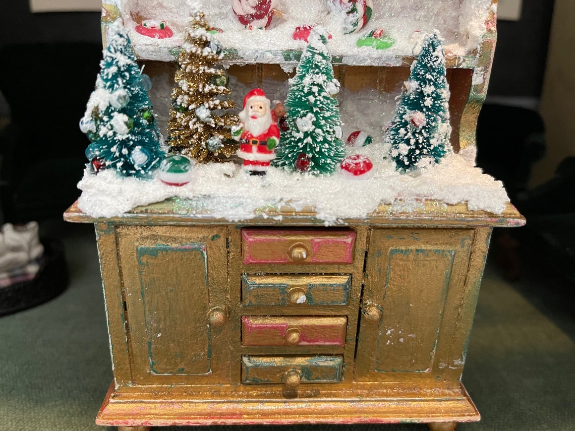 North Pole Santa Land on a Hutch Lots of Snow and Sparkle - Etsy