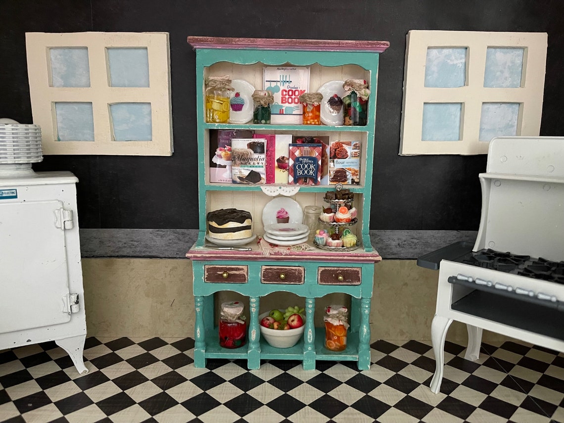 Cookbooks and Cupcakes Hutch Done in a Beautiful Aqua and - Etsy