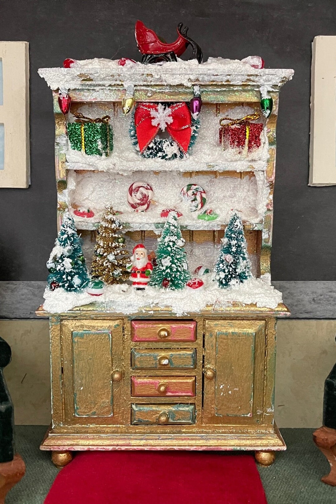 North Pole Santa Land on a Hutch Lots of Snow and Sparkle - Etsy