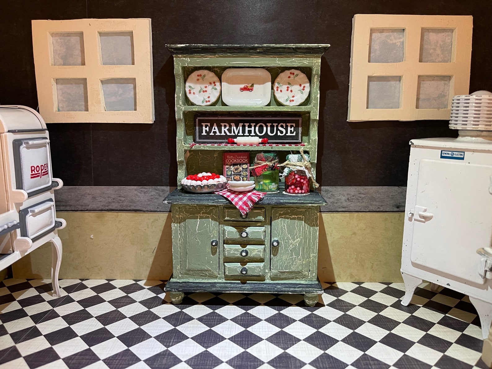 Rustic Farmhouse Hutch With Crackle Finish in 2 Shades of Etsy