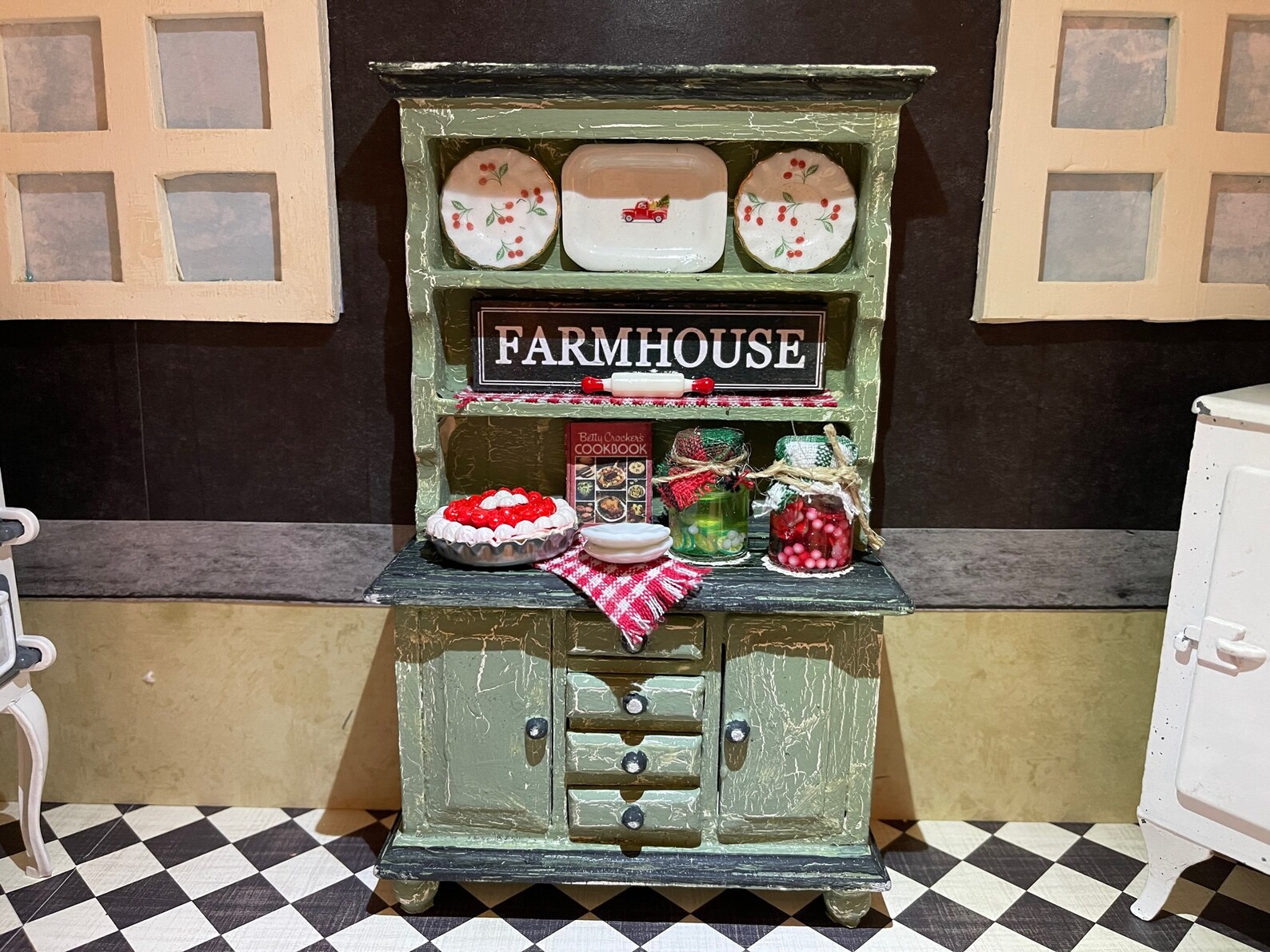 Rustic Farmhouse Hutch With Crackle Finish in 2 Shades of Etsy