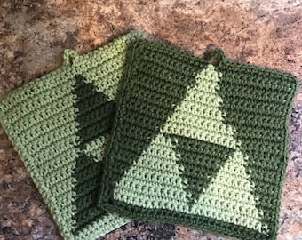 Zelda Inspired Triforce Decorative Pot Holders (Set of 2)