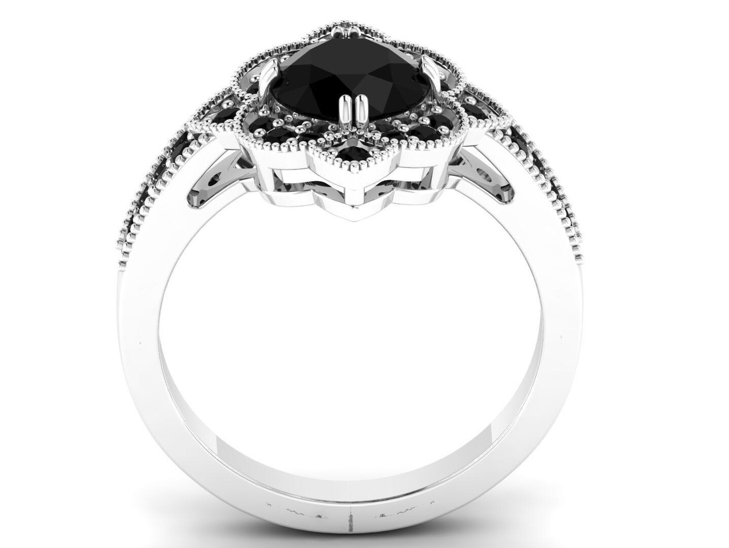 Antique Black Onyx Engagement Ring Vintage Engagement Ring Etsy