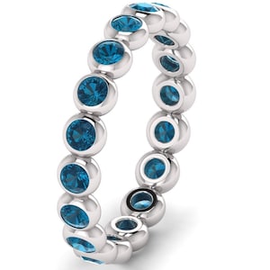 Sterling Silver Full Eternity Rings London Blue Topaz Engagement Ring Blue Topaz Wedding Band Blue Topaz Eternity Ring December Birthstone