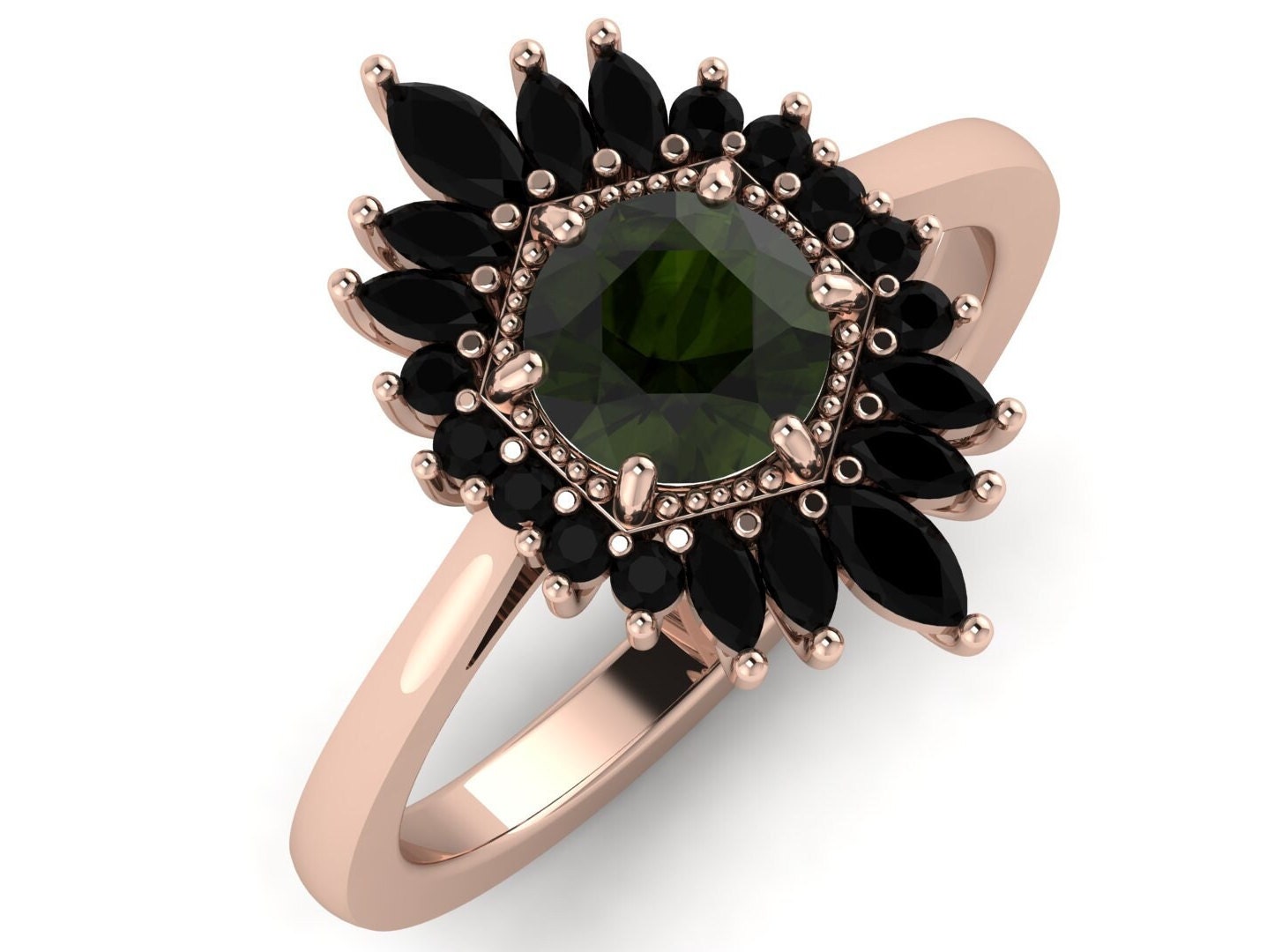 14k Gold Moldavite Ring Women Moldavite Engagement Rings - Etsy