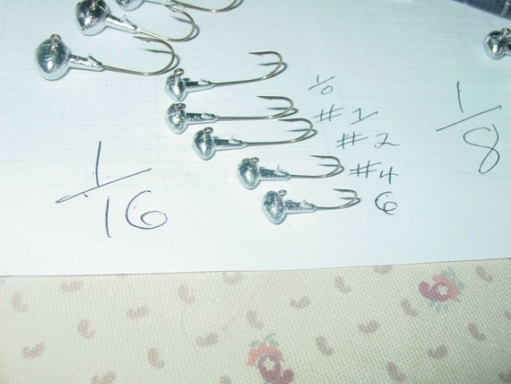 12 Football Jig Heads to Your Order. 90-degree Eagle Claw Hooks 1