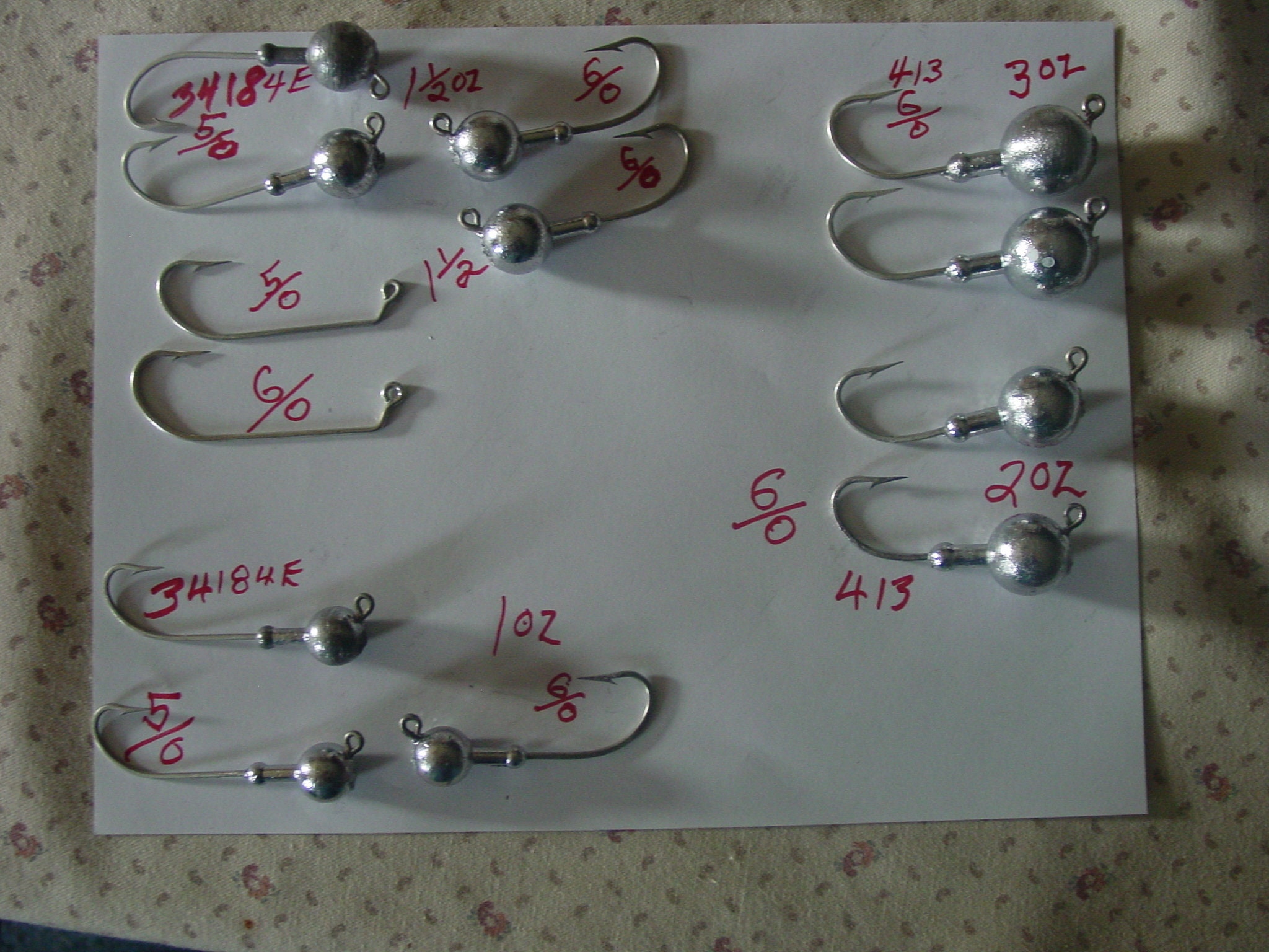 12 Pack Round Head Jigs W/C Salt Water Hooks 1, 1-1/2, 2 & 3 OZ