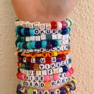 EDC Raver Kandi Bracelet Kit Combo 10 Worded Kandi and 3 Perler