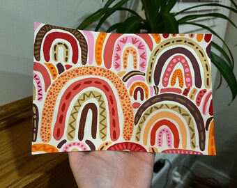 Boho Rainbow Painting, Gouache Painting, Rainbow Nursery Artwork, Funky Rainbow Art, Boho Artwork
