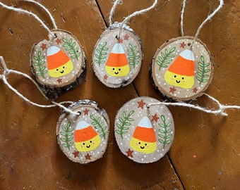 Candy Corn Ornaments, Halloween Ornament, Tree Decoration, Holiday Wall Hanging, Fall Decor, Christmas Ornament