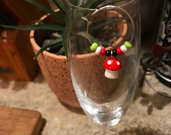 Mushroom Wine Charms (Set of 2), Cute Wine Charm, Wine Glass Accessory, Wine Lover Charm