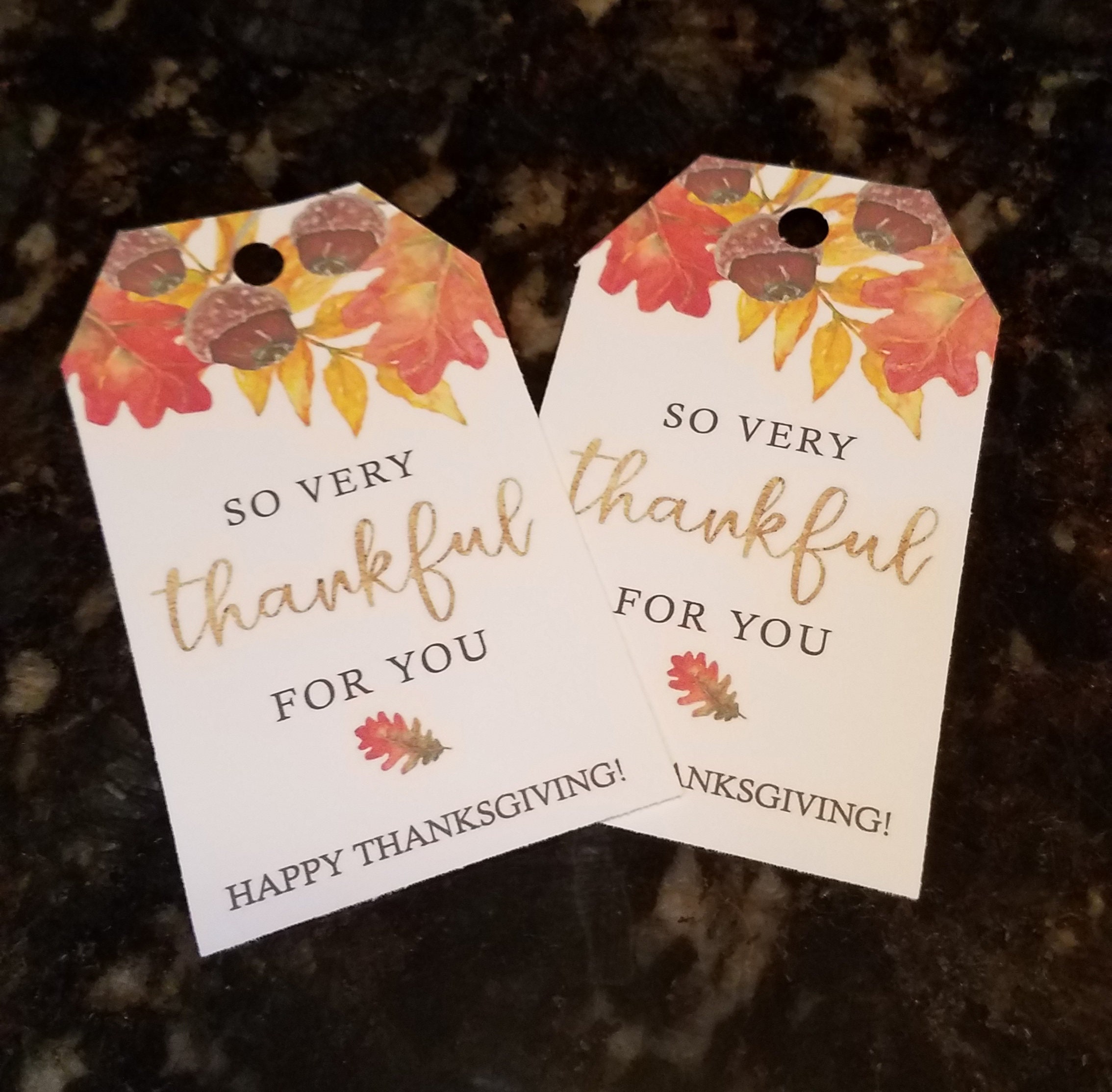 Printable Tags Template for Avery 22802 - Thanksgiving Tag, Leaves & Acorns  - Watercolor Thanksgiving Tag, Party Favor Tag - Download PDF