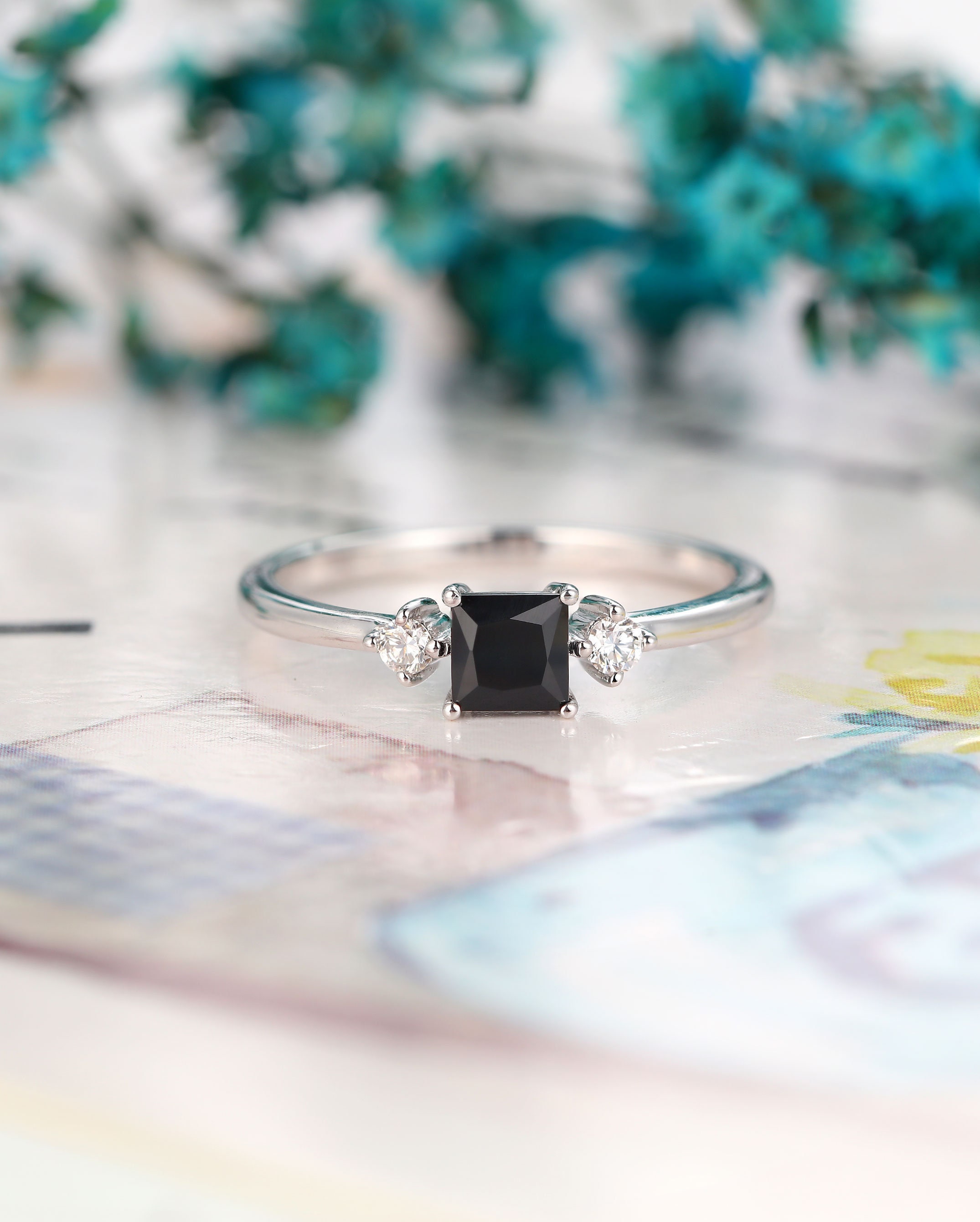 Black onyx outlet princess cut ring