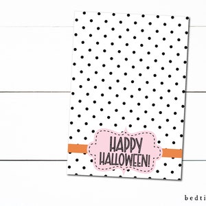 Printable Cookie Card Happy Halloween Pink Badge - 4&quot; x 6&quot; Mini Cookie Card- Halloween Printable- Fall Cookie Tag - Cookies