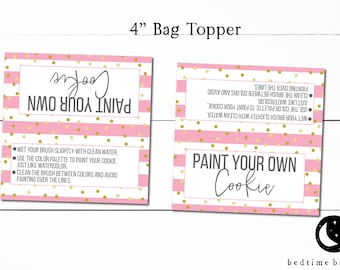Easter 4" PYO Cookie Treat Bag Topper Printable Treat Bag Toppers-  Tags Spring Goodie Bag Topper - Watercolor Cookie Tags
