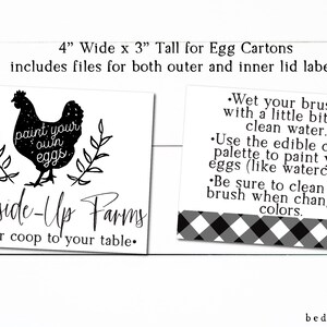 Printable 3" x 4"  PYO Paint your Own Eggs Cookie Easter Sunnyside Up Farms Tag Carton Label - Cookie Tags - Cookie Business Packaging