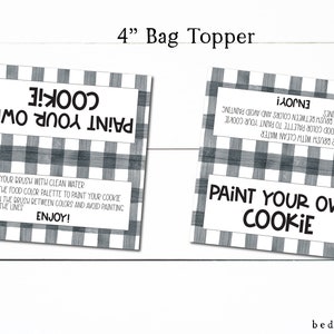 4&quot; PYO Cookie Treat Bag Topper Printable Treat Bag Toppers-  Tags Spring Goodie Bag Topper - Watercolor Cookie Tags