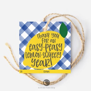 Printable 2&quot; Square Cookie Tag Teacher Appreciation Thank You For An Easy Peasy Lemon Squeezy Year School - Tags Back to school cookies