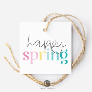 Printable Easter Cookie Tag - Happy Spring Minimalist Square -2" Easter Spring Gift Tag