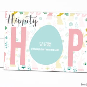 Mini cartão de biscoito para impressão - 5 "x 3,5" Feliz Páscoa Hippity HOP Floral Bunnies Embalagem de biscoitos Mini biscoitos