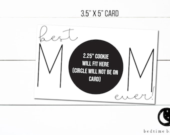 Tarjeta imprimible para mini galletas - 3.5" x 5" Feliz Día de la Madre La mejor mamá del mundo Empaque minimalista para mini galletas